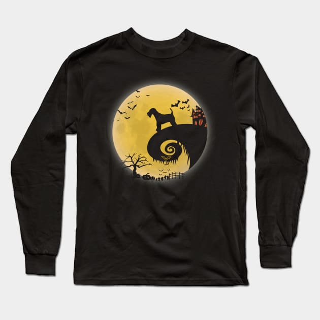 Airedale Terrier Dog Shirt And Moon Funny Halloween Costume Long Sleeve T-Shirt by foxmqpo